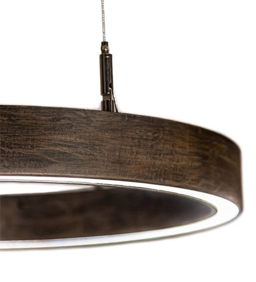 Meyda Lighting Anillo Halo 18" LED Florence Walnut Pendant Light With White Statuario Idalight Shade