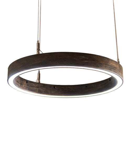 Meyda Lighting Anillo Halo 18" LED Florence Walnut Pendant Light With White Statuario Idalight Shade