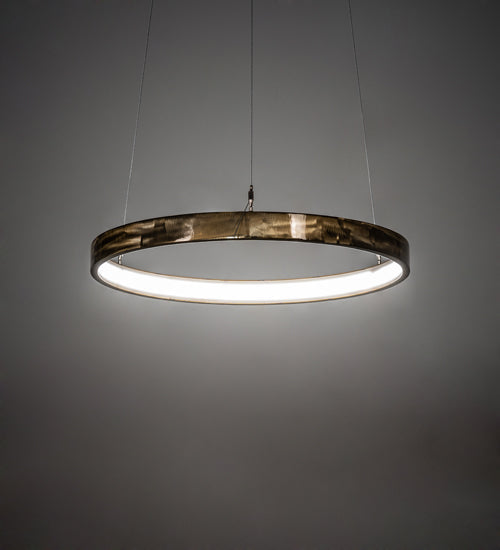 Meyda Lighting Anillo Halo 24" LED Brass Tint Pendant Light With White Statuario Idalight Shade
