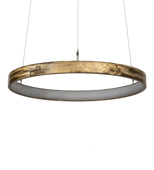 Meyda Lighting Anillo Halo 24" LED Brass Tint Pendant Light With White Statuario Idalight Shade