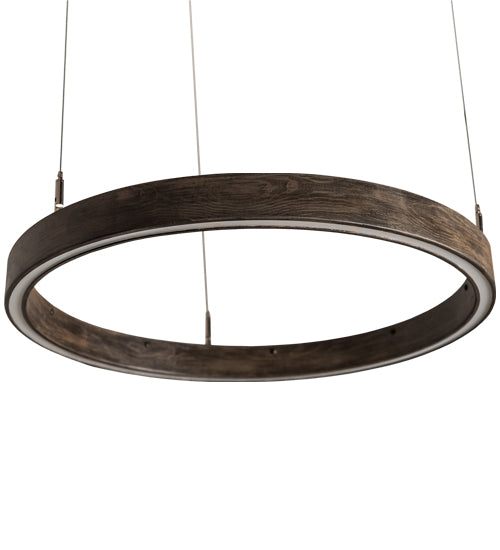 Meyda Lighting Anillo Halo 24" LED Florence Walnut Pendant Light With White Statuario Idalight Shade