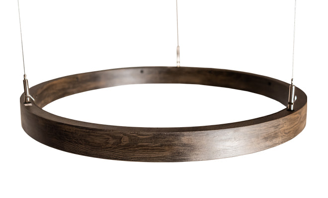 Meyda Lighting Anillo Halo 24" LED Florence Walnut Pendant Light With White Statuario Idalight Shade