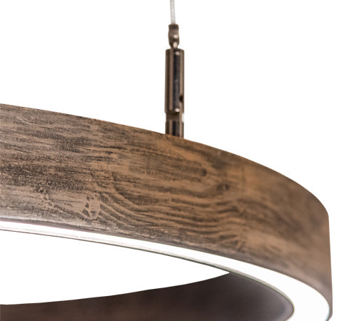 Meyda Lighting Anillo Halo 24" LED Florence Walnut Pendant Light With White Statuario Idalight Shade