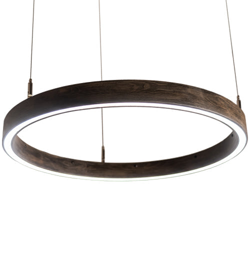Meyda Lighting Anillo Halo 24" LED Florence Walnut Pendant Light With White Statuario Idalight Shade