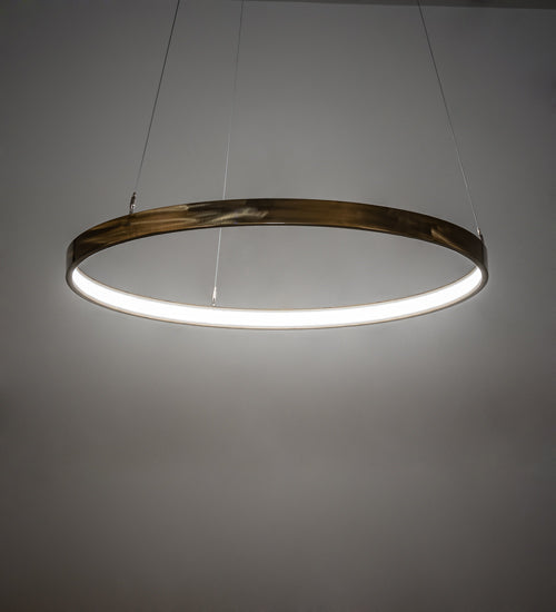 Meyda Lighting Anillo Halo 36" LED Brass Tint Pendant Light With White Statuario Idalight Shade