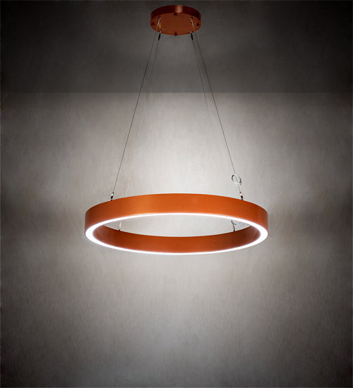 Meyda Lighting Anillo Halo 40" LED Copper Metallic Pendant Light With White Statuario Idalight Shade