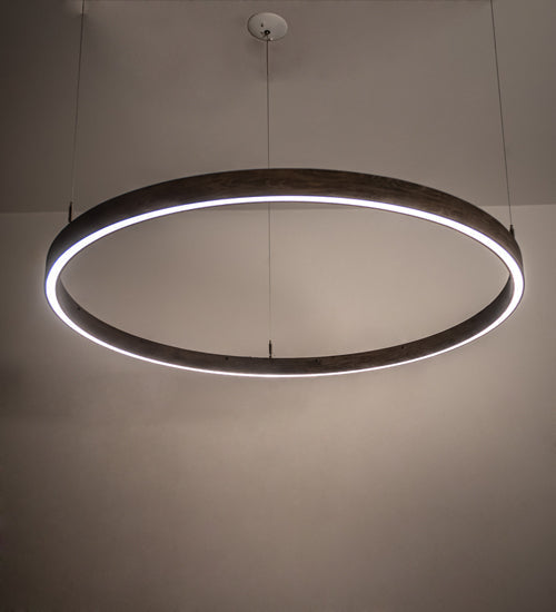 Meyda Lighting Anillo Halo 42" LED Florence Walnut Pendant Light With White Statuario Idalight Shade