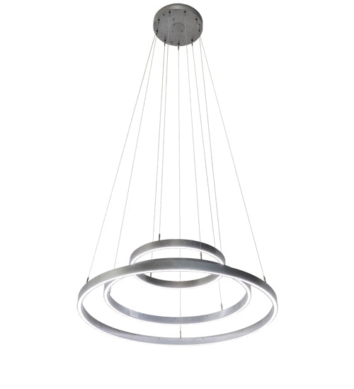 Meyda Lighting Anillo Halo 48" 3-Ring LED Nickel Cascading Pendant Light With White Statuario Idalight Shade