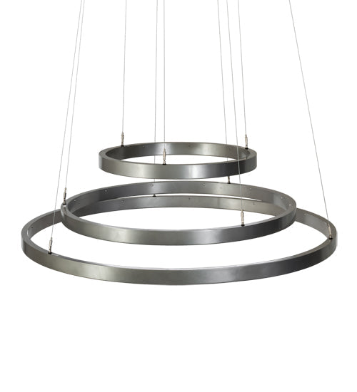 Meyda Lighting Anillo Halo 48" 3-Ring LED Nickel Cascading Pendant Light With White Statuario Idalight Shade