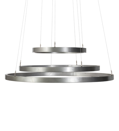 Meyda Lighting Anillo Halo 48" 3-Ring LED Nickel Cascading Pendant Light With White Statuario Idalight Shade