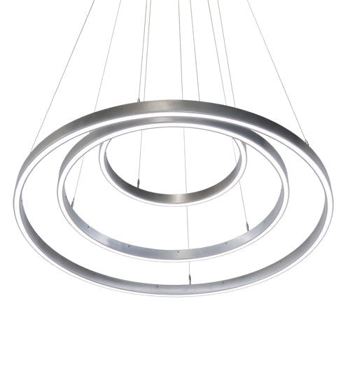 Meyda Lighting Anillo Halo 48" 3-Ring LED Nickel Cascading Pendant Light With White Statuario Idalight Shade