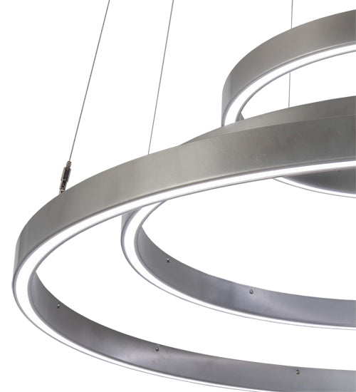 Meyda Lighting Anillo Halo 48" 3-Ring LED Nickel Cascading Pendant Light With White Statuario Idalight Shade