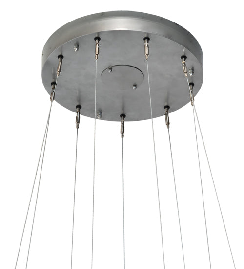 Meyda Lighting Anillo Halo 48" 3-Ring LED Nickel Cascading Pendant Light With White Statuario Idalight Shade