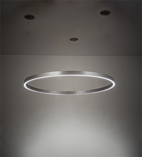 Meyda Lighting Anillo Halo 50" LED Nickel Pendant Light With White Statuario Idalight Shade