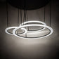 Meyda Lighting Anillo Pairando 84" 3-Ring LED Cascading Pendant Light With White Statuario Idalight Shade Glass