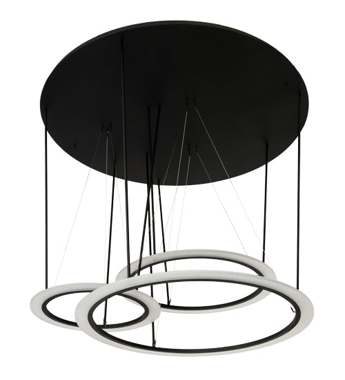 Meyda Lighting Anillo Pairando 84" 3-Ring LED Cascading Pendant Light With White Statuario Idalight Shade Glass