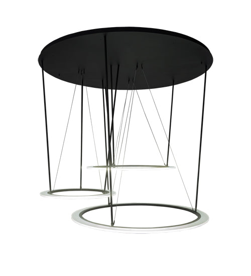 Meyda Lighting Anillo Pairando 84" 3-Ring LED Cascading Pendant Light With White Statuario Idalight Shade Glass