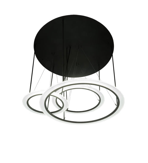 Meyda Lighting Anillo Pairando 84" 3-Ring LED Cascading Pendant Light With White Statuario Idalight Shade Glass
