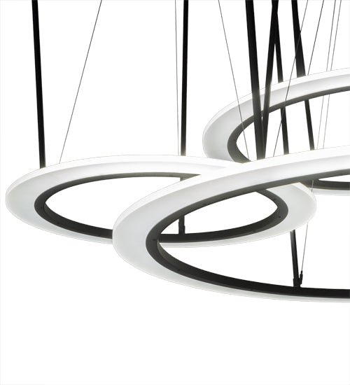 Meyda Lighting Anillo Pairando 84" 3-Ring LED Cascading Pendant Light With White Statuario Idalight Shade Glass