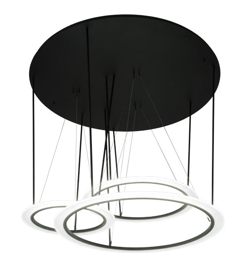 Meyda Lighting Anillo Pairando 84" 3-Ring LED Cascading Pendant Light With White Statuario Idalight Shade Glass