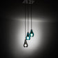 Meyda Lighting Anjou 14" 3-Light Brushed Champagne Cascading Pendant Light With Blue & Gray Shade Glass