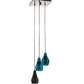 Meyda Lighting Anjou 14" 3-Light Brushed Champagne Cascading Pendant Light With Blue & Gray Shade Glass