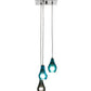 Meyda Lighting Anjou 14" 3-Light Brushed Champagne Cascading Pendant Light With Blue & Gray Shade Glass