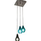 Meyda Lighting Anjou 14" 3-Light Brushed Champagne Cascading Pendant Light With Blue & Gray Shade Glass
