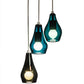 Meyda Lighting Anjou 14" 3-Light Brushed Champagne Cascading Pendant Light With Blue & Gray Shade Glass