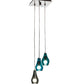 Meyda Lighting Anjou 14" 3-Light Brushed Champagne Cascading Pendant Light With Blue & Gray Shade Glass