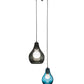Meyda Lighting Anjou 15" 2-Light Brushed Champagne Cascading Pendant Light With Grey & Blue Shade Glass