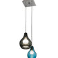 Meyda Lighting Anjou 15" 2-Light Brushed Champagne Cascading Pendant Light With Grey & Blue Shade Glass