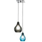 Meyda Lighting Anjou 15" 2-Light Brushed Champagne Cascading Pendant Light With Grey & Blue Shade Glass