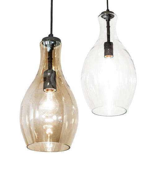 Meyda Lighting Anjou 45" 9-Light Satin Black Wrought Iron Pendant Light With Clear & Champagne Shade Glass