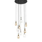 Meyda Lighting Anjou 45" 9-Light Satin Black Wrought Iron Pendant Light With Clear & Champagne Shade Glass
