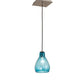 Meyda Lighting Anjou 8" Brushed Champagne Mini Pendant Light With Blue Shade Glass