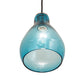 Meyda Lighting Anjou 8" Brushed Champagne Mini Pendant Light With Blue Shade Glass