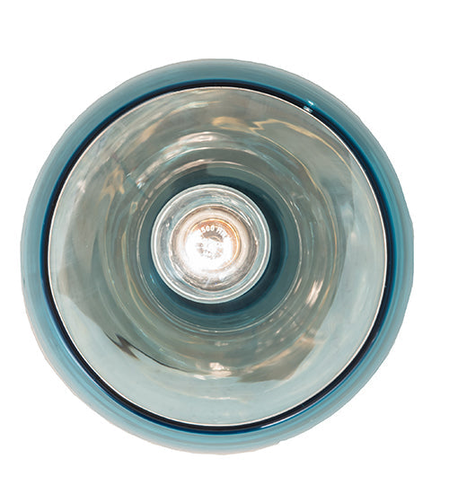 Meyda Lighting Anjou 8" Brushed Champagne Mini Pendant Light With Blue Shade Glass