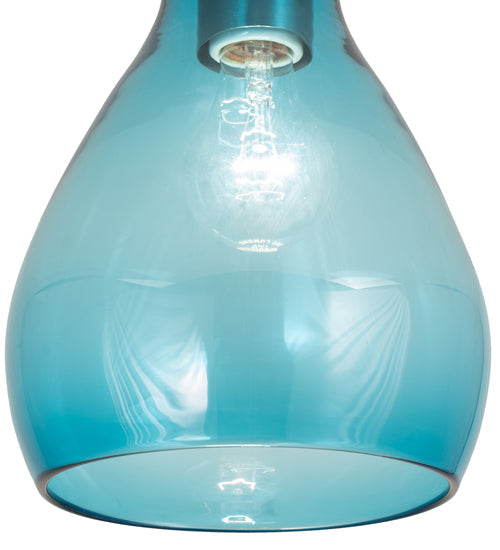 Meyda Lighting Anjou 8" Brushed Champagne Mini Pendant Light With Blue Shade Glass