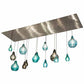Meyda Lighting Anjou 84" 14-Light Brushed Champagne Cascading Pendant Light With Blue & Gray Shade Glass