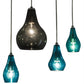Meyda Lighting Anjou 84" 14-Light Brushed Champagne Cascading Pendant Light With Blue & Gray Shade Glass