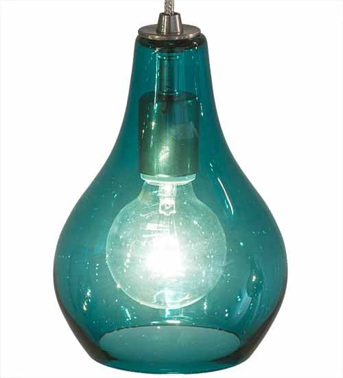 Meyda Lighting Anjou 84" 14-Light Brushed Champagne Cascading Pendant Light With Blue & Gray Shade Glass