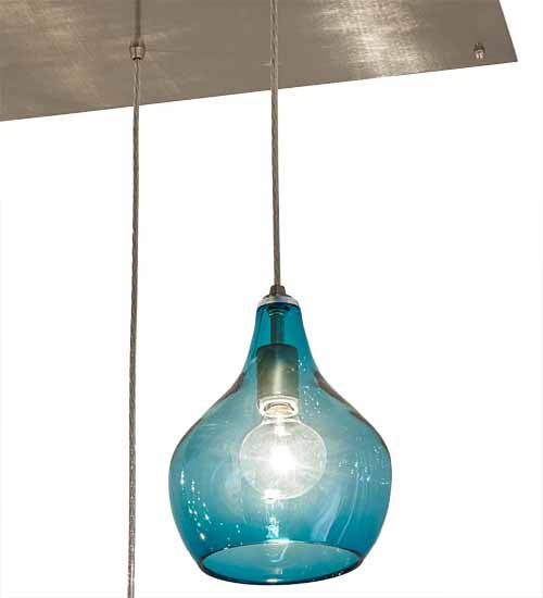 Meyda Lighting Anjou 84" 14-Light Brushed Champagne Cascading Pendant Light With Blue & Gray Shade Glass