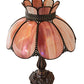 Meyda Lighting Annabelle 22" 2-Light Mahogany Bronze Table Lamp With Pink Iridescent Shade Glass