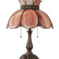 Meyda Lighting Annabelle 22" 2-Light Mahogany Bronze Table Lamp With Pink Iridescent Shade Glass