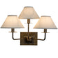 Meyda Lighting Annacostia 19" 3-Light Chemical Antique Brass Wall Sconce With White Fabric Shade