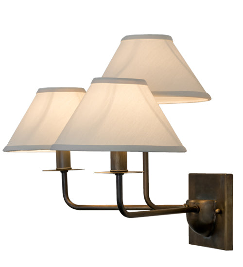 Meyda Lighting Annacostia 19" 3-Light Chemical Antique Brass Wall Sconce With White Fabric Shade