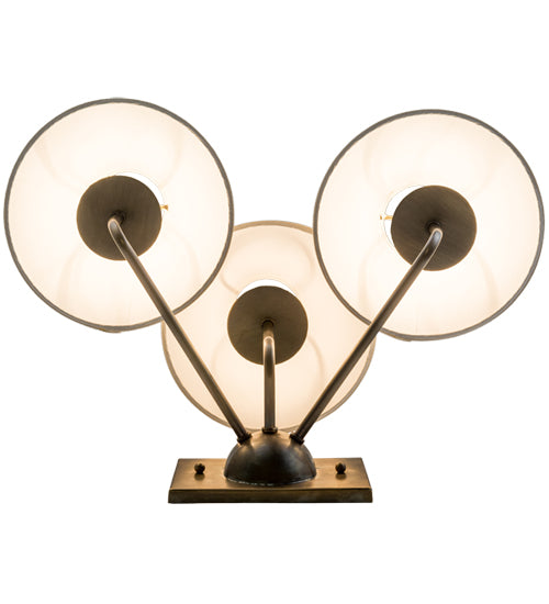 Meyda Lighting Annacostia 19" 3-Light Chemical Antique Brass Wall Sconce With White Fabric Shade