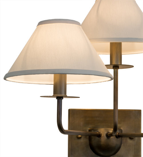 Meyda Lighting Annacostia 19" 3-Light Chemical Antique Brass Wall Sconce With White Fabric Shade