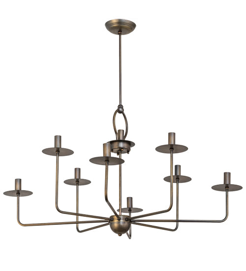 Meyda Lighting Annacostia 42" 9-Light Antique Brass Chandelier With White Fabric Shade